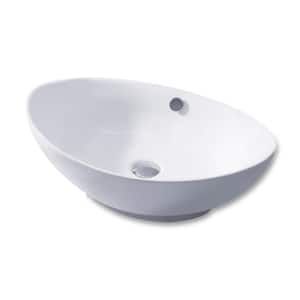Oval Bathroom Ceramic Vessel Sink Art Basin in White