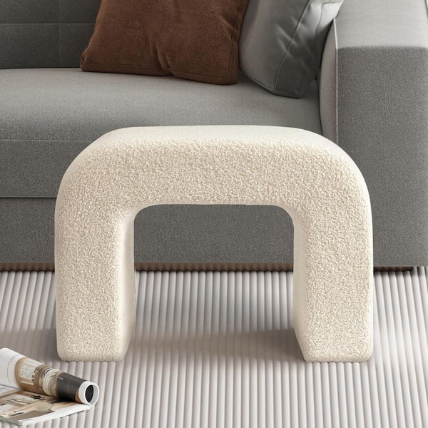25.59 in. W x 17.72 in. H Boucle Upholstered Waterfall Bench