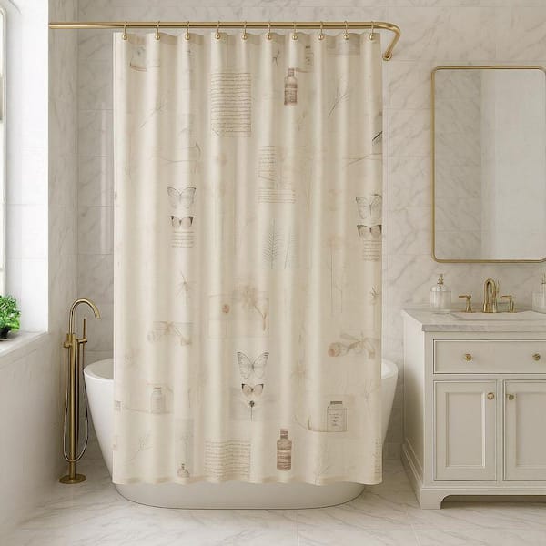 70 in. x 72 in. Natural White Shower Polyester Curtain