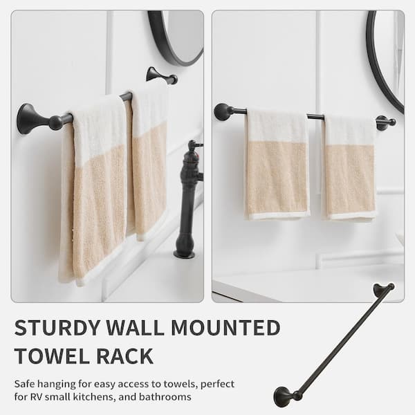 4-Piece Bath Hardware Set with Towel Bar/Rack, Towel/Robe Hook, Toilet Paper Holder in Oil Rubbed Bronze