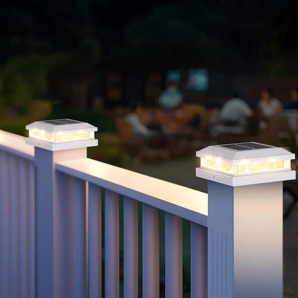 12-Pack Solar Post Lights With 2 Color Lighting, 16LEDs Post Cap Solar Lights Outdoor Waterproof, Fence Lights Solar-Powered For 4x4 4.5x4.5 5x5 Vinyl/Wooden Posts In Garden Stair Patio Deck, Black