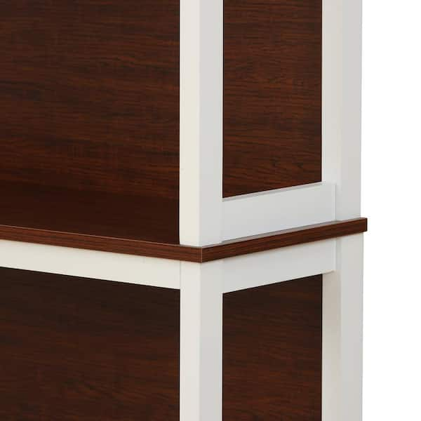 LuxenHome 59.5 in. White and Brown 4-Shelf Accent Bookcase