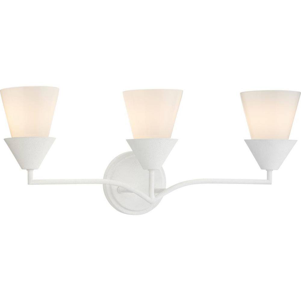 Pinellas White Plaster 3-Light Modern Vanity Fixture
