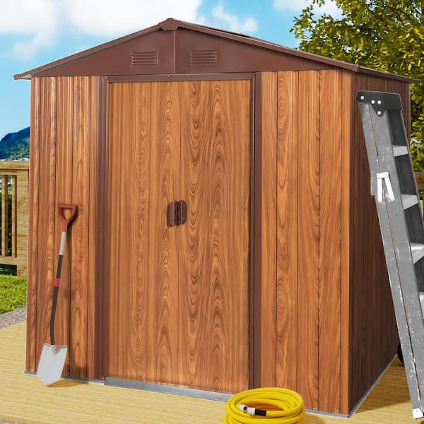 6 ft. W x 6 ft. D Metal Storage Shed with window and Metal foundation for Garden and Backyard (28 sq. ft. )