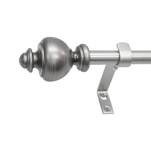 Montevilla Urn 26 in. - 48 in. Adjustable Curtain Rod 5/8 in. in Dark Nickel with Finial