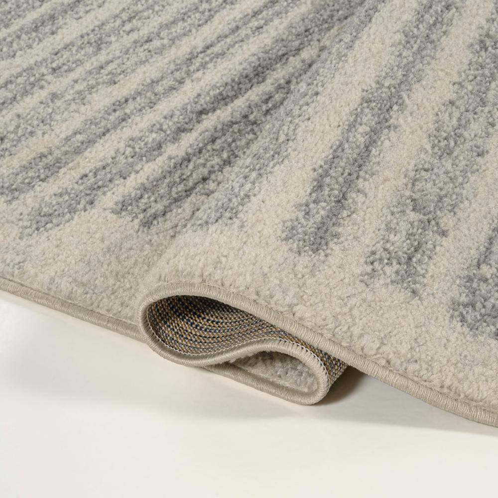 Khalil Gray and Cream Synthetic Striped Rectangular Rug