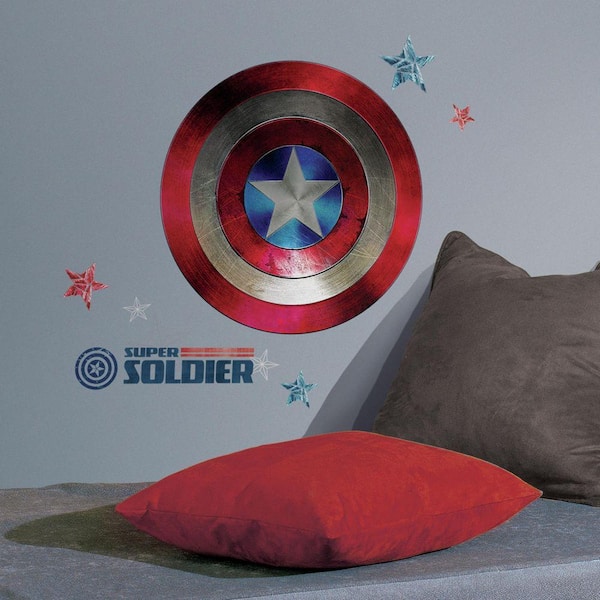 RoomMates 5 in. x 11.5 in. Captain America Shielf Civil War 7-Piece Peel and Stick Giant Wall Decal