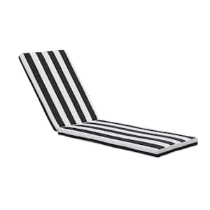 74.41 in. x 22.05 in. x 2.76 in. Black White Striped Outdoor Lounge Chair Replacement Cushion