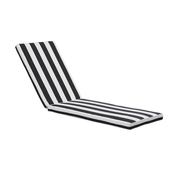 Amucolo 74.41 in. x 22.05 in. x 2.76 in. Black White Striped Outdoor Lounge Chair Replacement Cushion