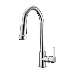Firth Single Handle Deck Mount Gooseneck Pull Down Spray Kitchen Faucet with Lever Handle 1 in Polished Chrome