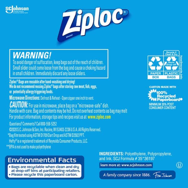 Ziploc 1 gal. Plastic Freezer Bags (28-Pack) 00382 - The Home Depot