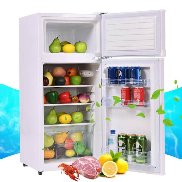 3.4 cu. ft. Compact Mini Fridges Refrigerator with Door in White with Freezer