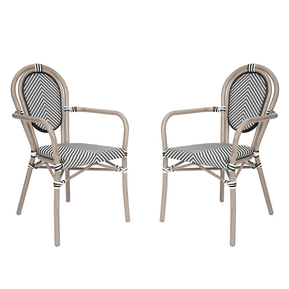 Brown Aluminum Outdoor Dining Chair in Black Set of 2 price history on PriceWatchPro