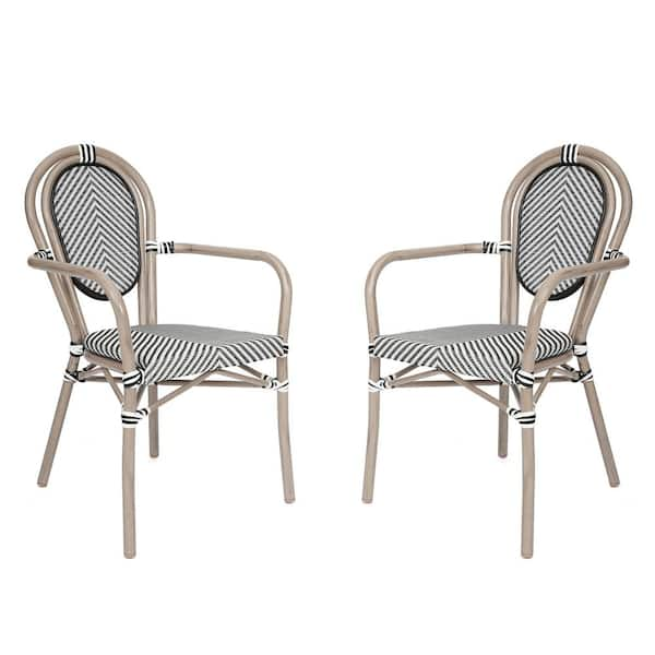 Carnegy Avenue Brown Aluminum Outdoor Dining Chair in Black Set of 2