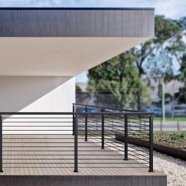 Cable Railing Post,36 in. x 2 in. x 2 in. Stainless Steel w/ Pre-Drilled Horizontal Holes,for Cable Railing System Black