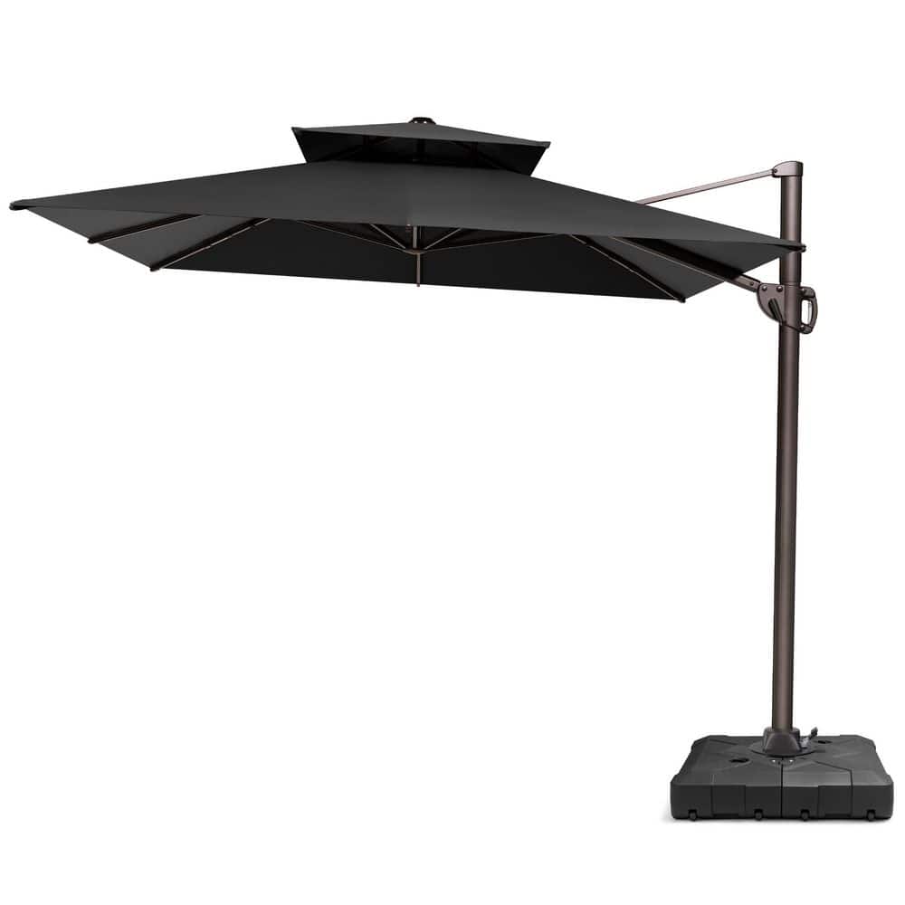 Double top Aluminum 9 ft. x 12.5 ft. Rectangular 360° Rotation Cantilever Patio Umbrella in Black with 260 lbs. Base price history on PriceWatchPro