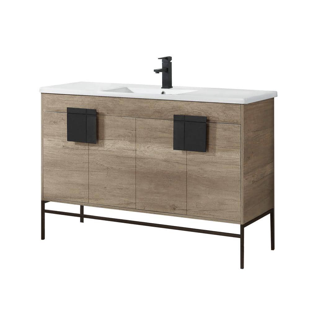 48 in. W x 18.11 in. D x 33.5 in. H Bath Vanity Side Cabinet in Shadow Gray with White Ceramic Vanity Top with Basin price history on PriceWatchPro
