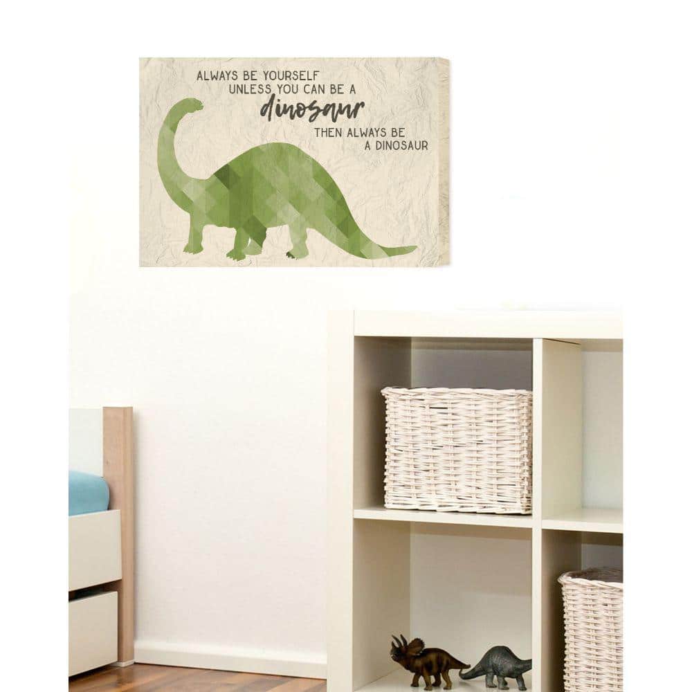 Green Dinosaur Quote Canvas Wall Art for Kids, 16 x 20