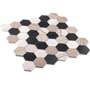 Channing Hazelton Hex Matte Tan/Brown 12 in. x 12 in. Geometric Natural Stone Mosaic Wall/Floor Tile (4.85 sq. ft./Case)