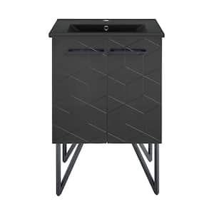 Annecy 24 in. W Bathroom Vanity in Phantom Black with Black Ceramic Sink Top