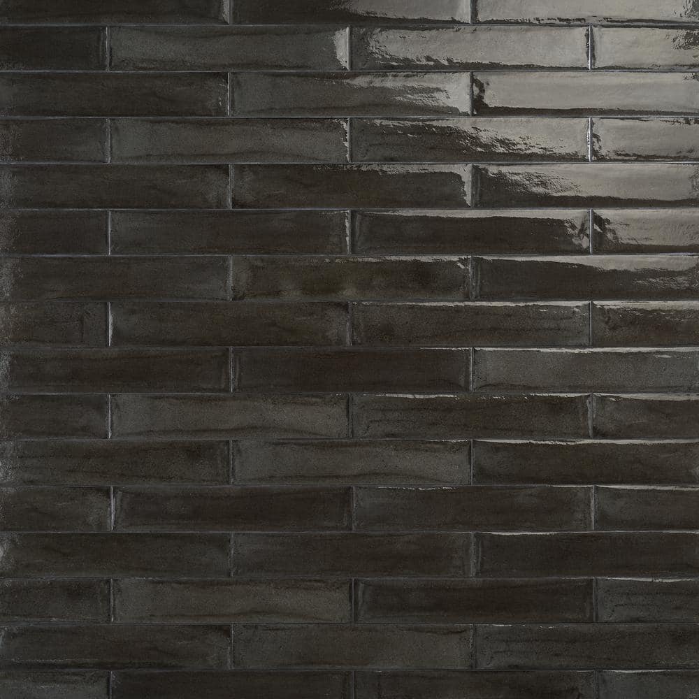 Ivy Hill Tile Chord Matter Leather Black 2.95 in. x 11.81 in. Textured Porcelain Floor and Wall Tile (4.35 Sq. ft./Case)