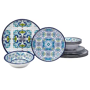 Mosaic 12-Piece Melamine Dinnerware Set (Service Set for 4)