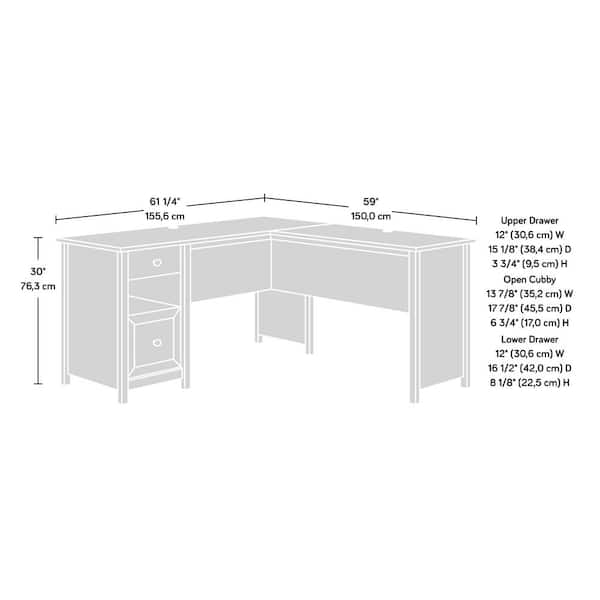 sauder county line l shaped desk