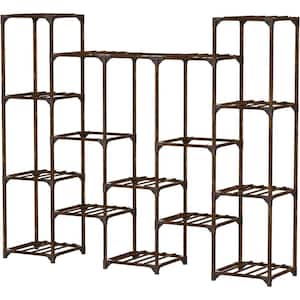 Natural Walnut Heavy Duty 4-Tier Wood Plant Stand Shelving Unit (55.12 in. W x 47.24 in. H x 11.81 in. D)