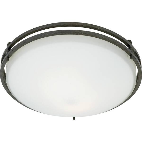 Quoizel Ozark 13 in. 2-Light Iron Gate Flush Mount