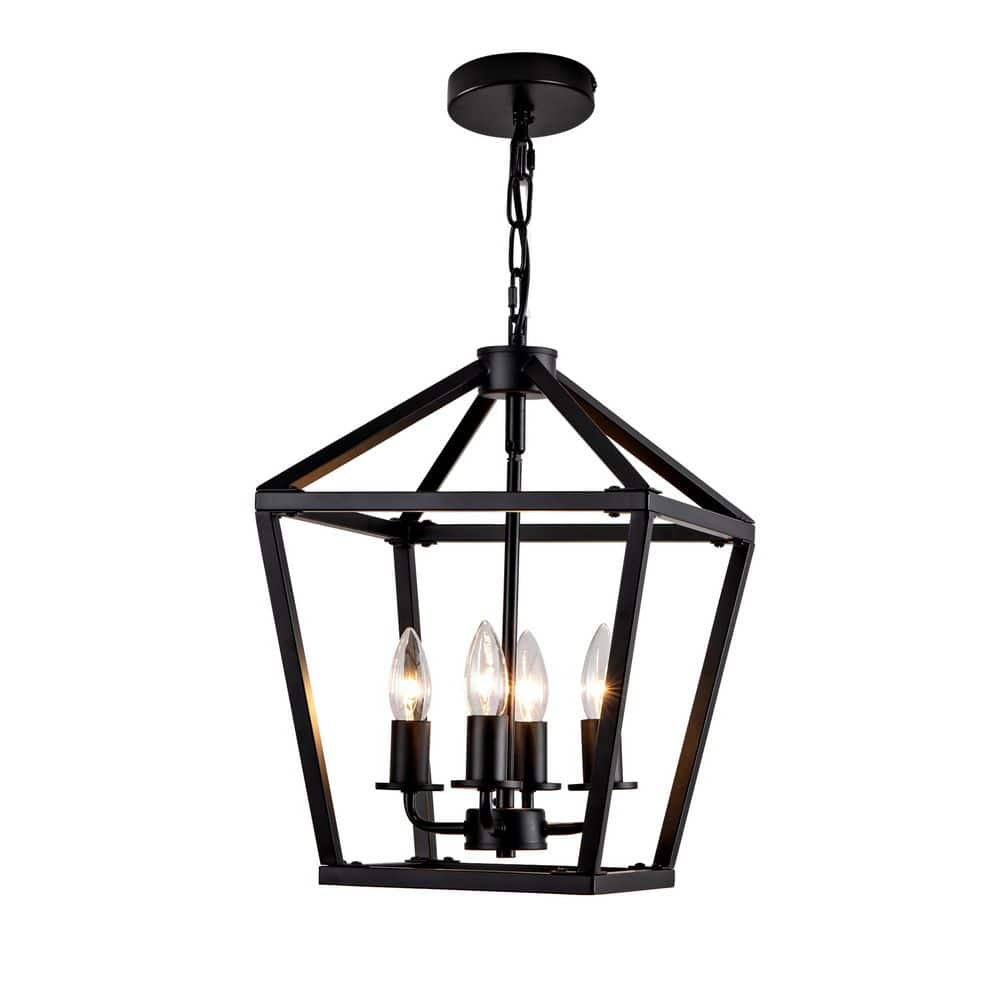 Home Lighting 40W 4-Light Black Farmhouse Lantern Chandelier with Rustic Open Cage & Adjustable for Kitchen Island price history on PriceWatchPro