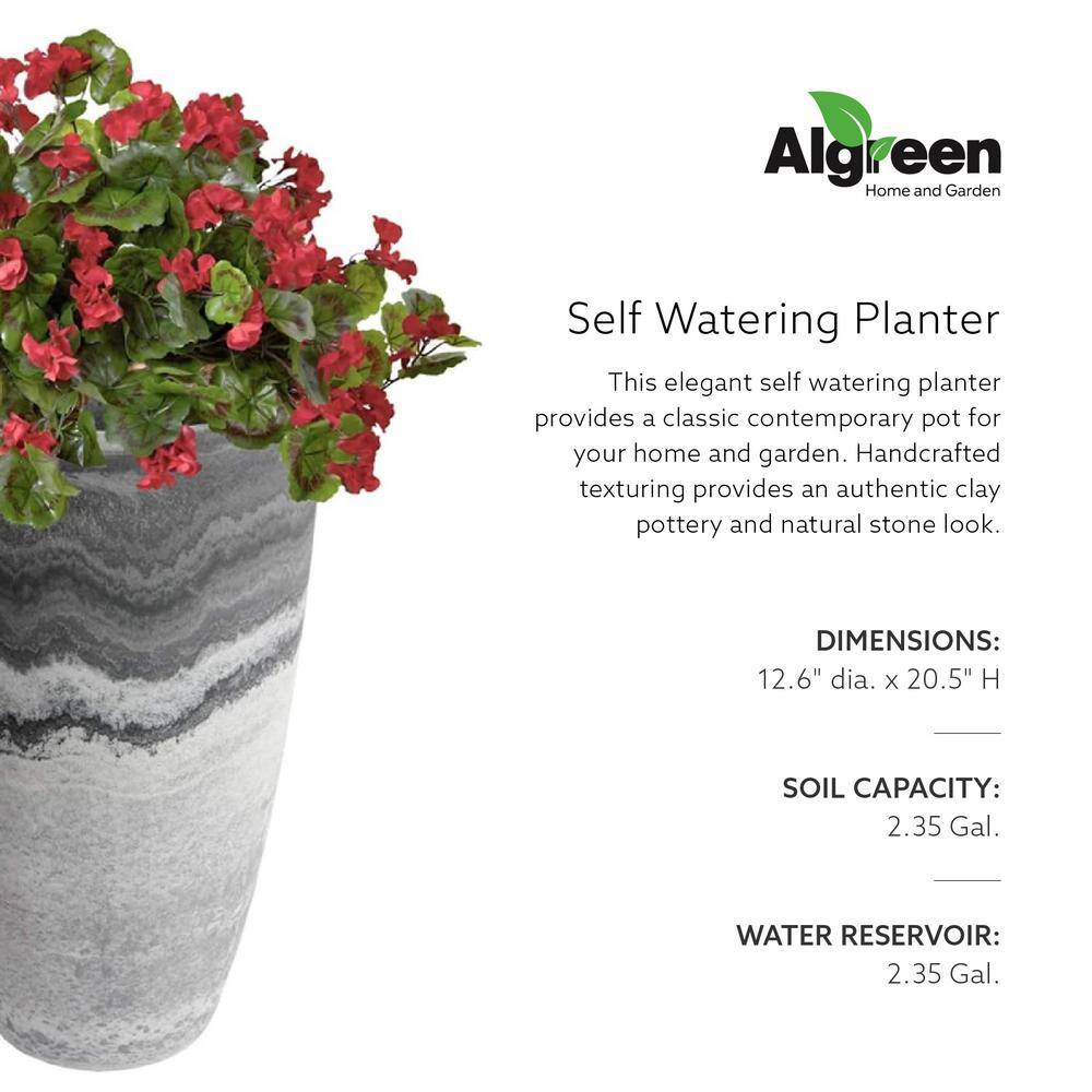 Acerra 12" x 20" Gray and White Stone Composite Patio Planter