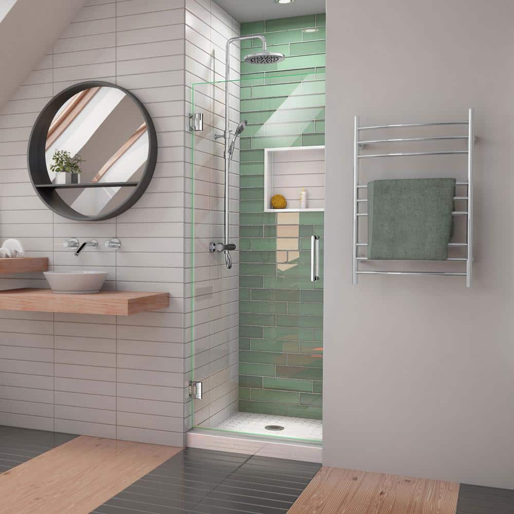 Unidoor-LS 28 in. W x 72 in. H Frameless Hinged Shower Door in Chrome price history on PriceWatchPro