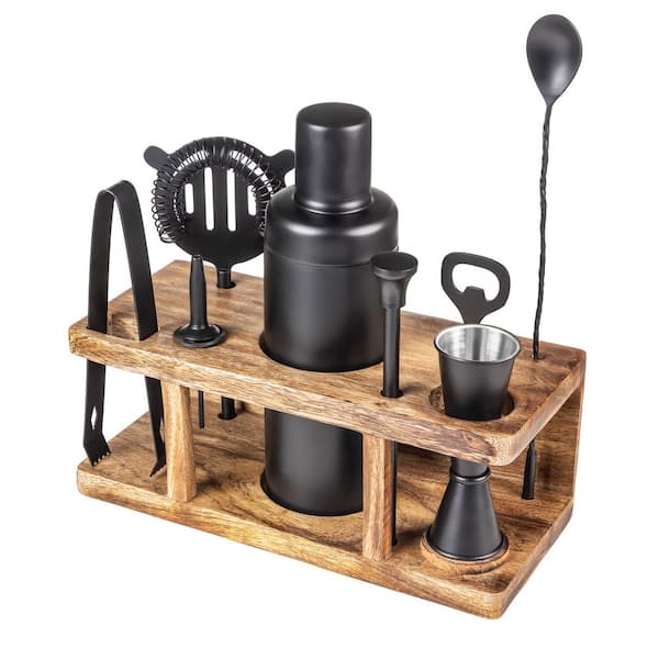 GAURI KOHLI 8-Piece Black Belaire Bar Tools Set