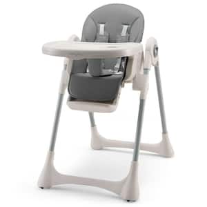 Gray Baby High Folding Dining Chair with Adjustable Height and Footrest