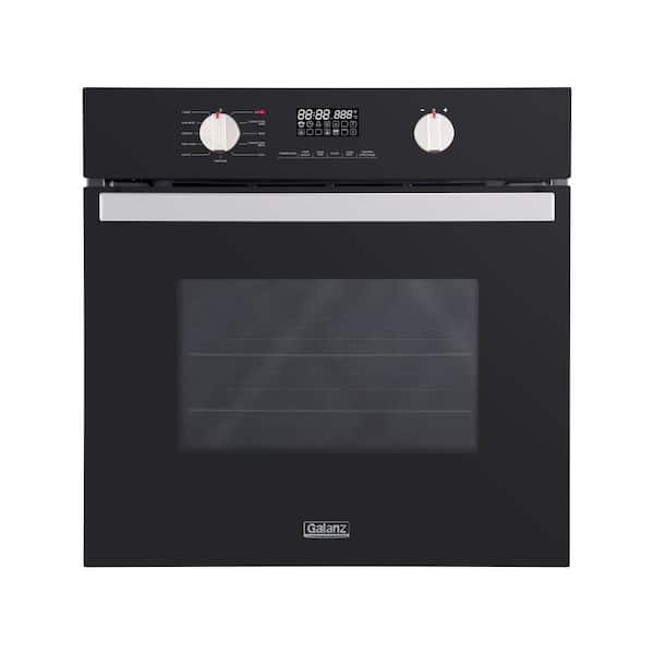 Galanz 24 in. Steam Cleaning True European Convection Compact Elect Wall Oven in Blk Stainless Steel w/Air Fry Total Fry 360°