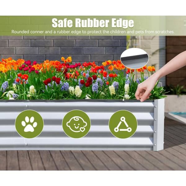 Unbranded - 6 ft. x 3 ft. x 1 ft. Galvanized Steel Raised Garden Bed - Heavy-Duty Outdoor Planter for Vegetables, Flowers, and Herbs