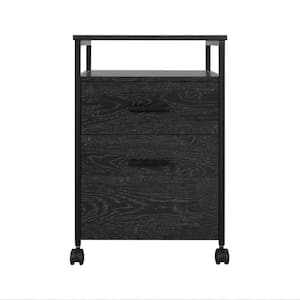 18 in. W Solid Wood Rectangle Transitional End Table Nightstand in Distressed Black