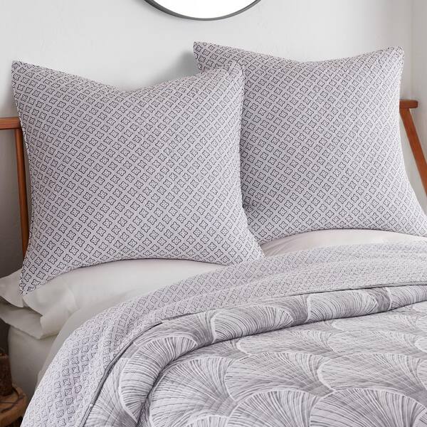 Levtex Home Washed Linen Square Pillow Cover, Set of 2 - Light Grey