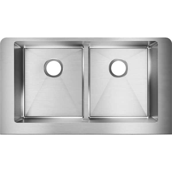 Elkay Crosstown Farmhouse/Apron-Front Stainless Steel 32 in. Double Bowl Kitchen Sink with Aqua Divide