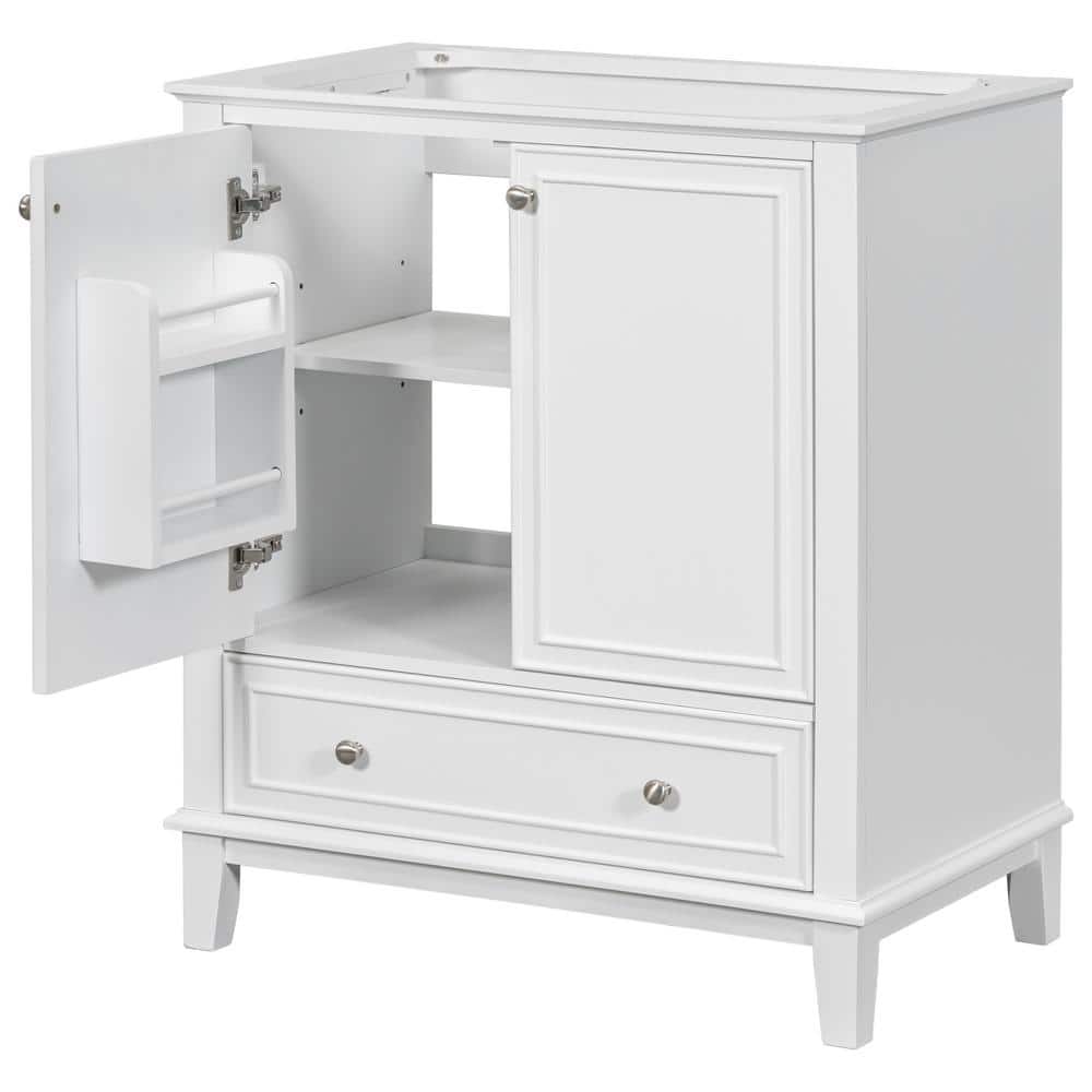 29.5 in. W x 17.8 in. D x 33.8 in. H White Linen Cabinet Bathroom Vanity wi