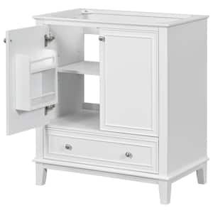 29.5 in. W x 17.8 in. D x 33.8 in. H White Linen Cabinet Bathroom Vanity with Doors and Drawer