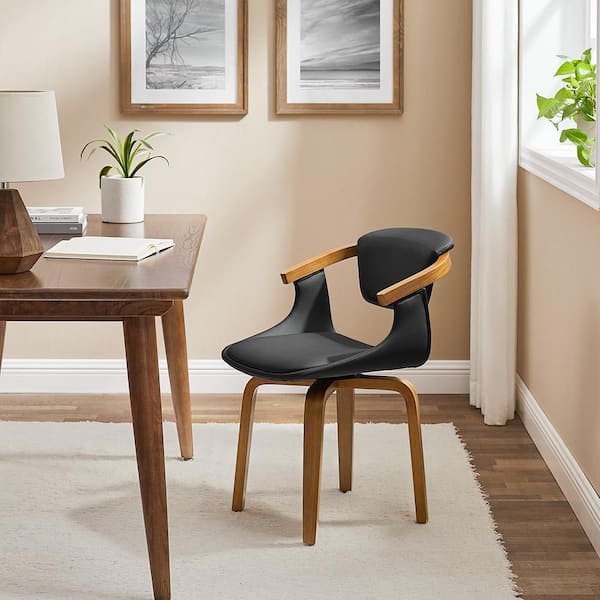 Art Leon Iva Black Faux Leather Arm Chair with Swivel (Set of 1