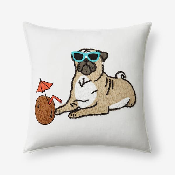 The Company Store Dog Decorative Pillows White Bichon 20 in. x 20 in. Throw Pillow Cover