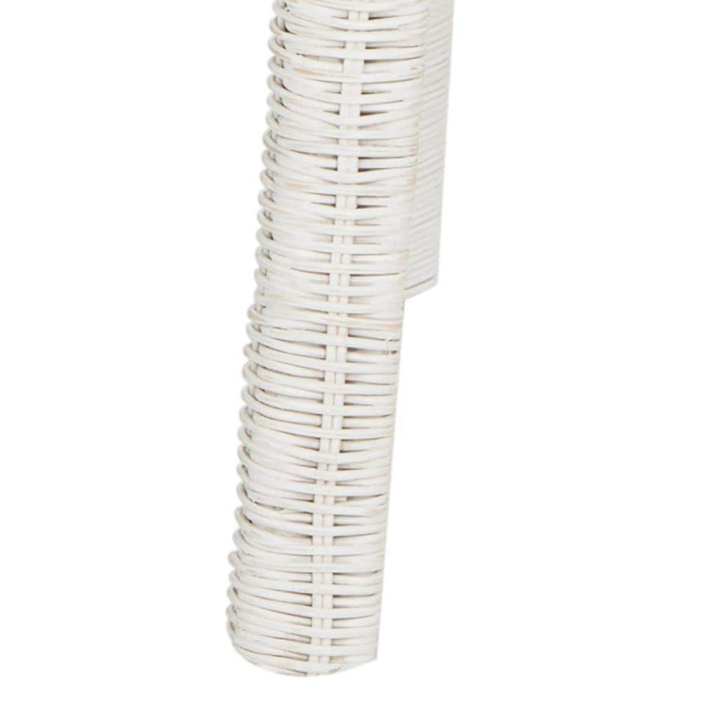 White Mango Wood Wicker Backless Counter Stool