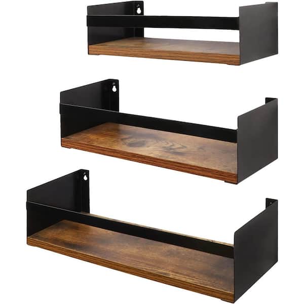 Unbranded 15.7 in. W x 5 in. D Brown Floating Shelves Set of 3 Decorative Wall Shelf