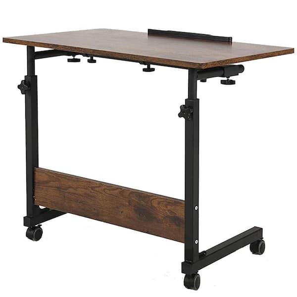 dreamlify 31.5 in. Walnut Rolling Standing Desk Mobile Side Table Adjustable Sitting or Standing Computer Desk with Tilting Top