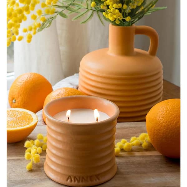 Unbranded 8.5 in. Orange Cylinder Ceramic Decorative Handmade Bud Vase