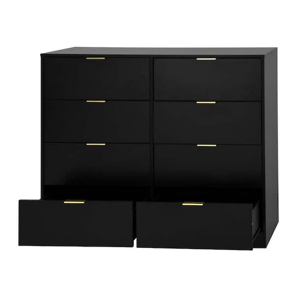 Qualler Black 8 Drawer 47.2 in. Wide Chest of Drawers NEWCD028B