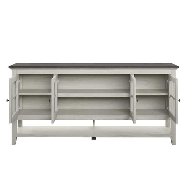 Twin Star Home Modern Farmhouse Fairfax Oak Sideboard with Glass