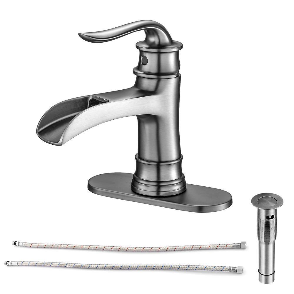 Brushed Nickel Single Handle Waterfall Bathroom Faucet